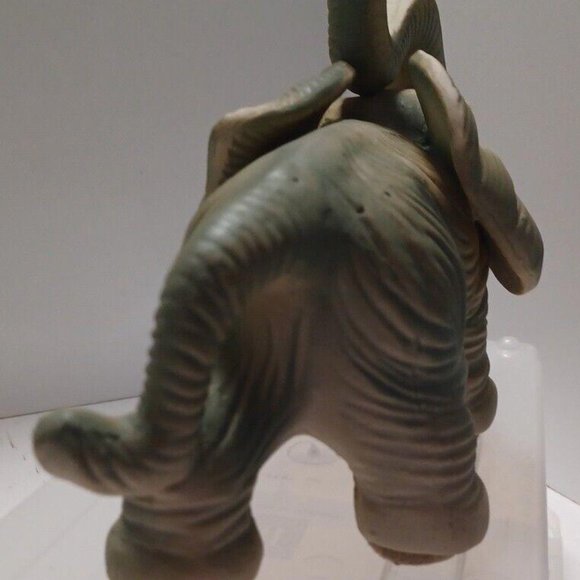 Vintage Pair Of Ceramic Figurine Elephants 10" Textured Trunk Up For Good Luck - Picture 11 of 15